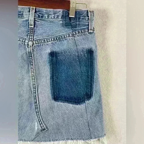 EB Denim Mini Skirt Light Wash Reclaimed Levi's Women's XS - Picture 10 of 13